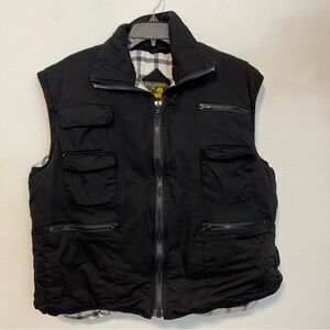 Branded Lion Quilted Multi Pockets Black Vest Sz XL —2XL